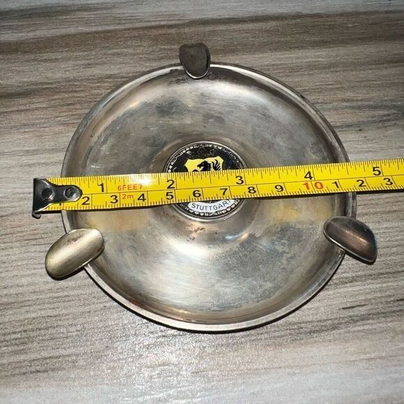 Vintage Stuttgart Silver Plate Ashtray Made in Germany Stuttgart 4" Collectable - Picture 3 of 6